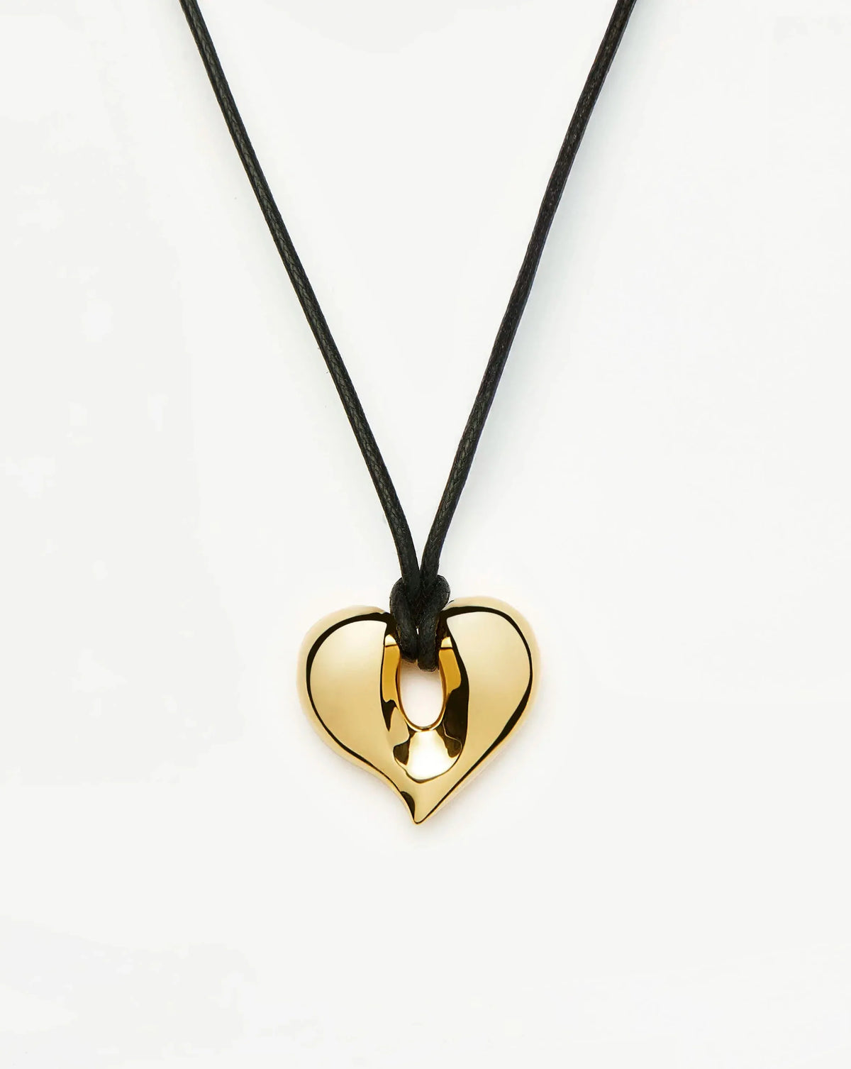 Molten Heart Pendant Cord Necklace | 18k Gold Plated