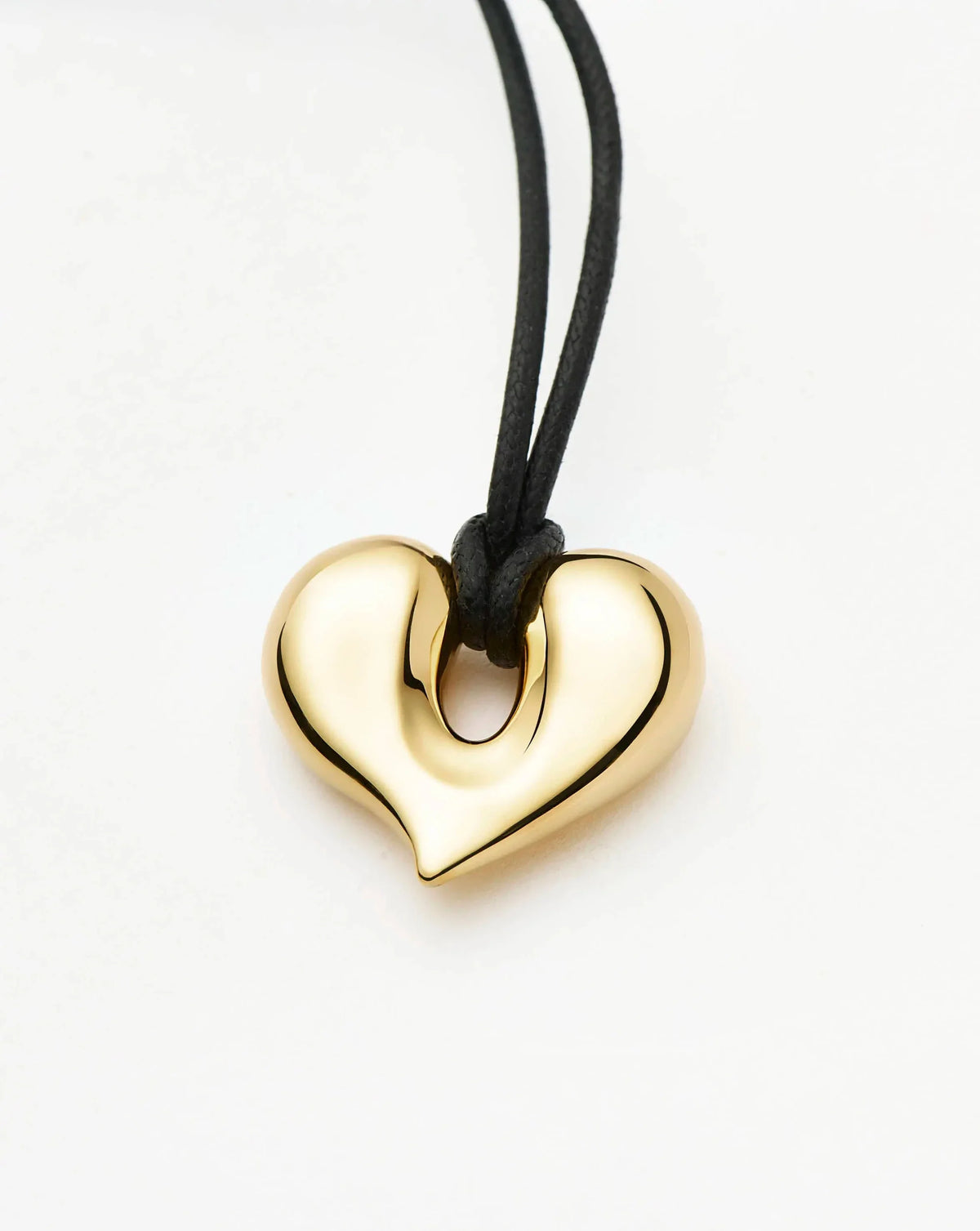 Molten Heart Pendant Cord Necklace | 18k Gold Plated