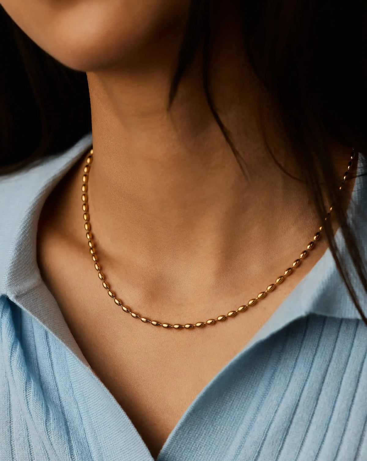 Molten Olive Chain Necklace | 18k Gold Plated
