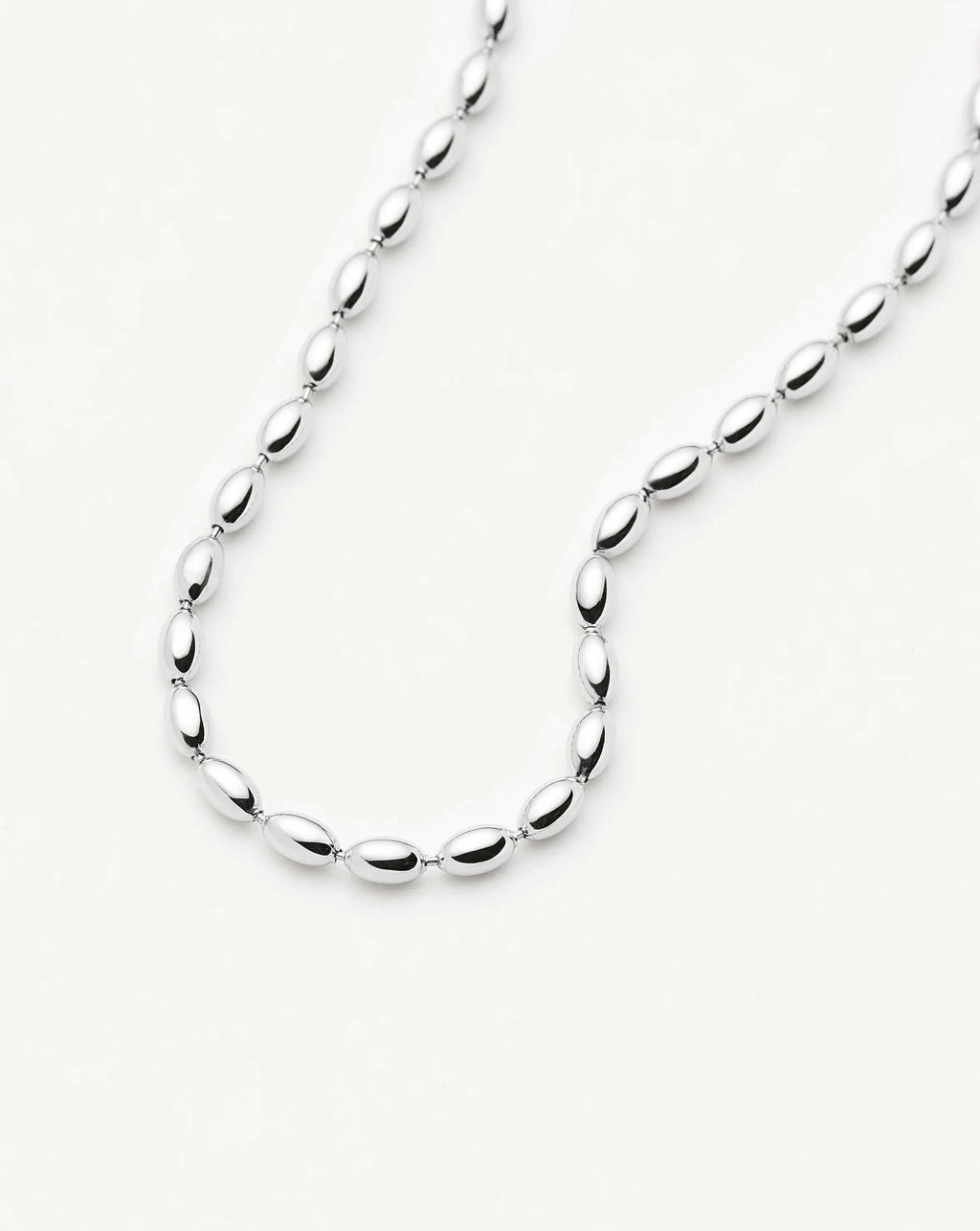 Molten Olive Chain Necklace | Silver Plated