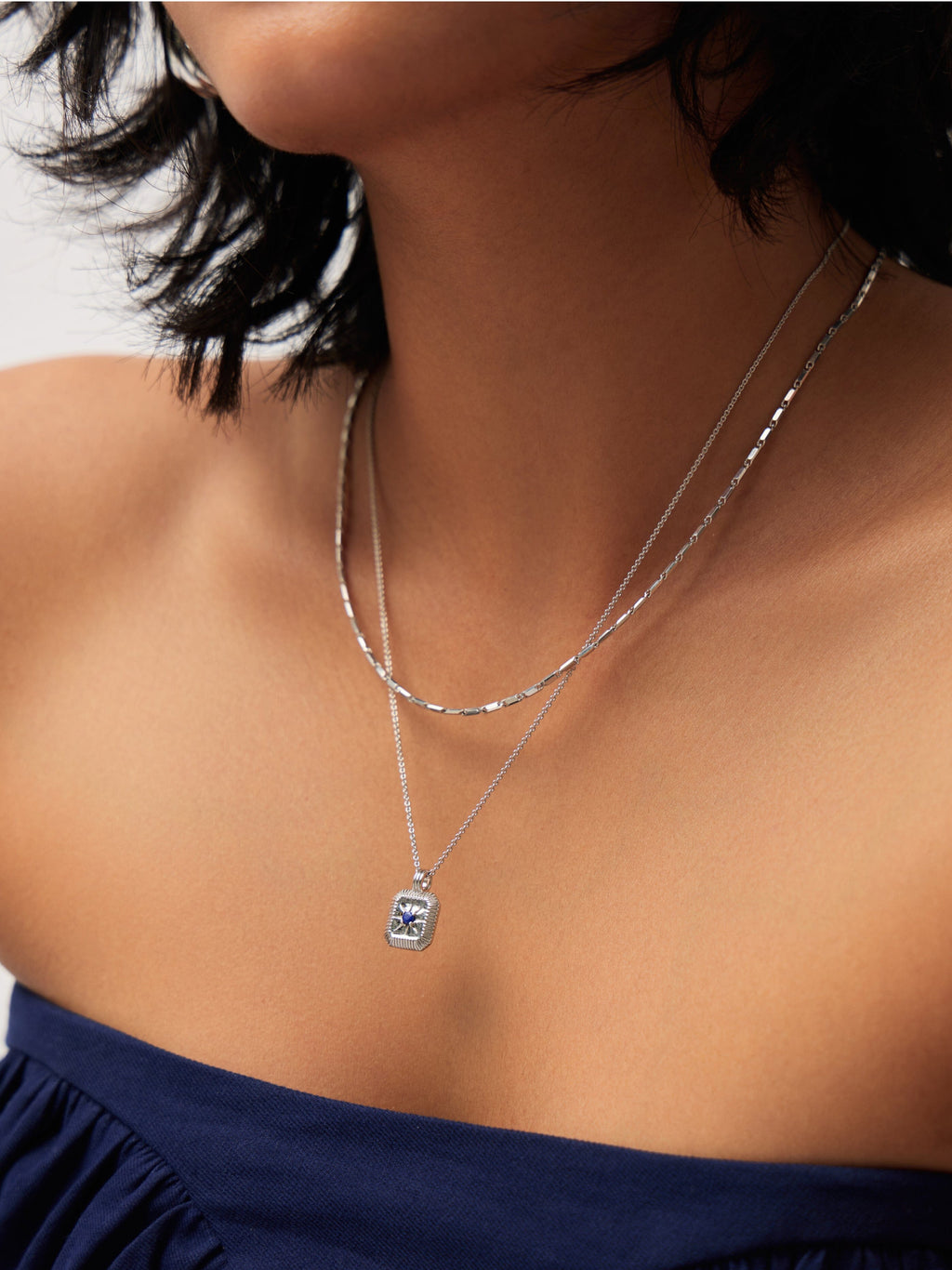 September Birthstone Necklace & Charm Earrings Set | Sterling Silver