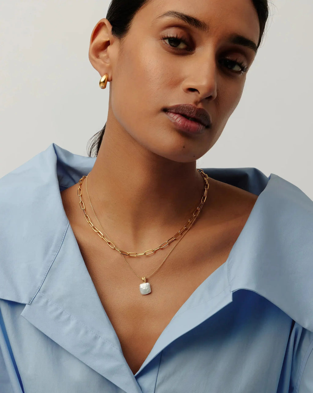 Square Pearl Baya Pendant Necklace | 18k Gold Vermeil/Pearl
