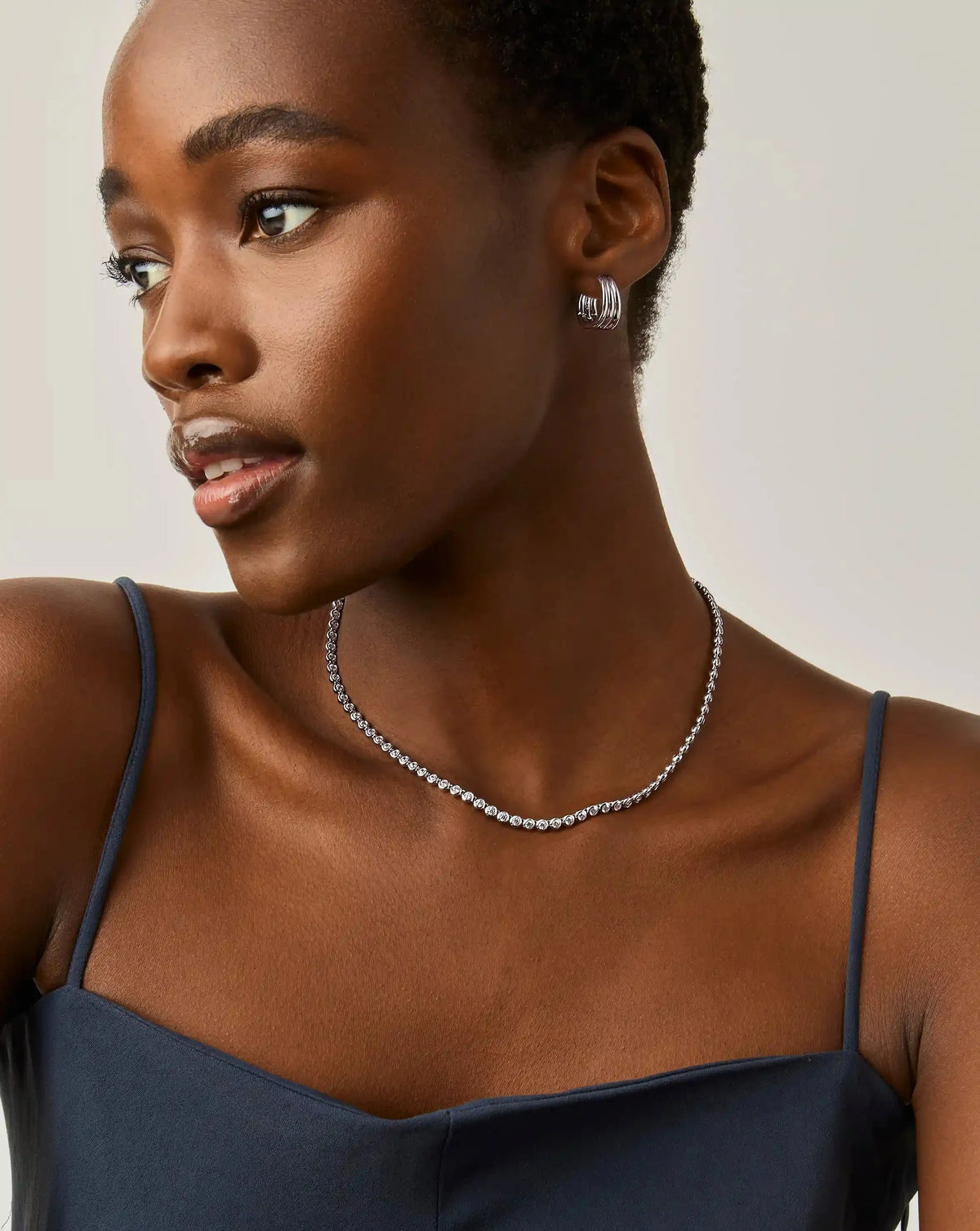 Tennis Round Necklace | Silver Plated/Cubic Zirconia