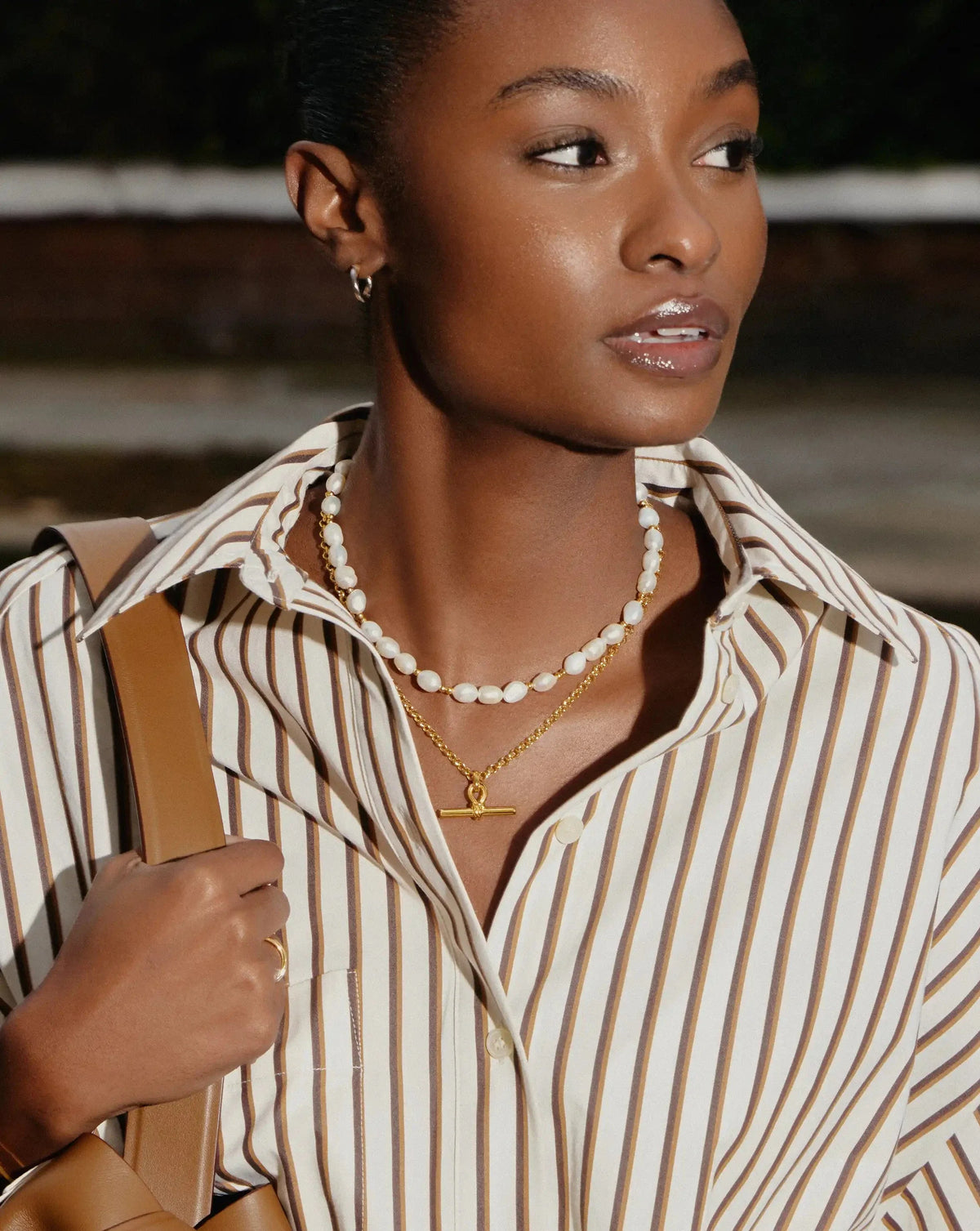The Andy T-Bar Necklace Set | 18k Gold Plated/Pearl