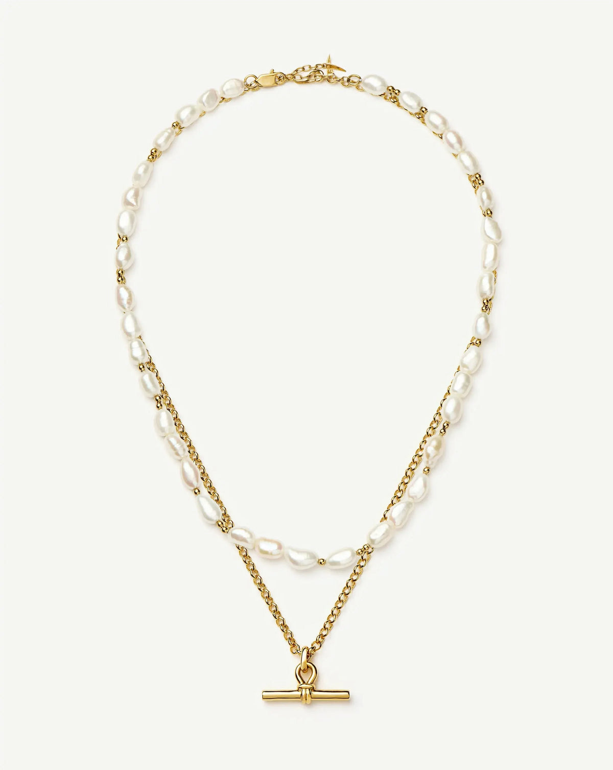 The Andy T-Bar Necklace Set | 18k Gold Plated/Pearl